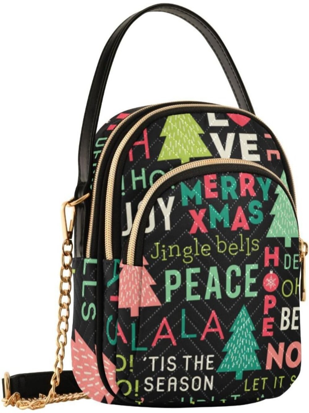 Women's Black Cell Phone Purse Durable Small Travel Shoulder Crossbody Bag